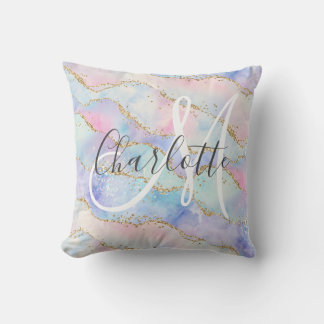 Aquarellgold-Glitzer in Monogramm Kissen