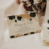 Aquarellgold und grüne Rose ändern das Datum Einladung