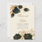 Aquarellgolden-Rose Save the Date Einladung (Vorderseite)