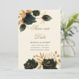 Aquarellgolden-Rose Save the Date Einladung