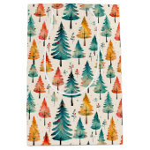 Aquarellgolden und grüne Weihnachtsbaumen Mittlere Geschenktüte (Vorderseite)