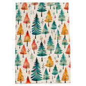 Aquarellgolden und grüne Weihnachtsbaumen Mittlere Geschenktüte (Rückseite)