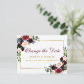 Aquarellgoldfarben ändern das Datum Postkarte (Stehend Vorderseite)