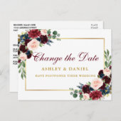 Aquarellgoldfarben ändern das Datum Postkarte (Vorne/Hinten)