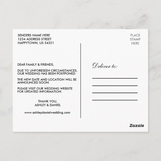 Aquarellgoldfarben ändern das Datum Postkarte (Rückseite)