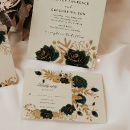 Aquarellgoldfarben Rose Blumenkohl-UAWG RSVP Karte