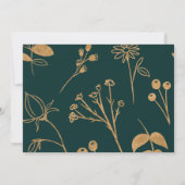 Aquarellgoldfarben und grüne Rose Save the Date Einladung (Rückseite)