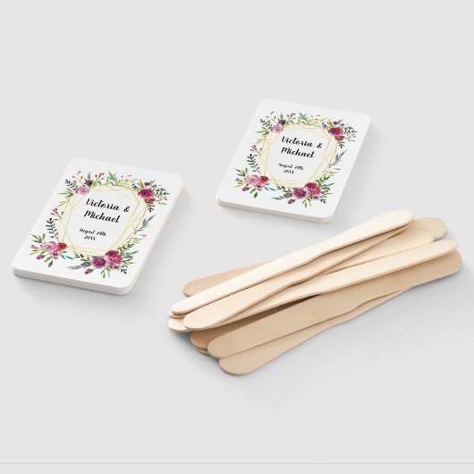 Aquarellgoldgeometrie mit Blumenzehen Hand Fans Fächer (Non-assembled)