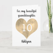 Aquarellgoldherz 10. Geburtstag Karte (Vorderseite)