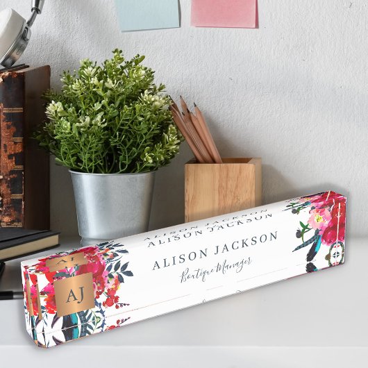 Aquarellgoldkupfer in Roter See mit Monogramm Namensplakette