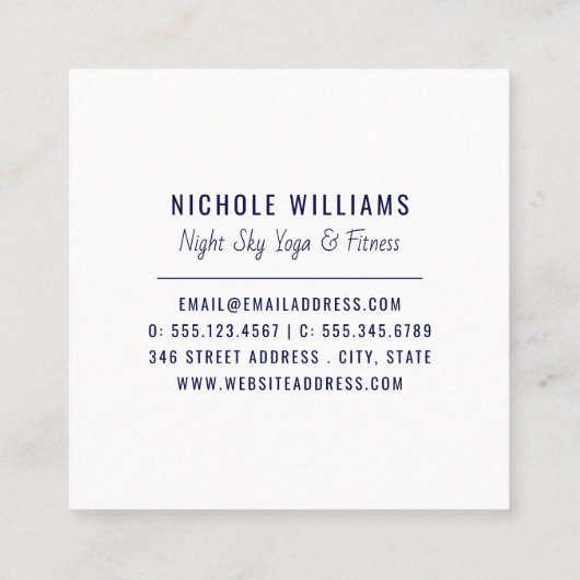 Aquarellgoldmoon Navy Blue Night Sky Nebel Quadratische Visitenkarte (Rückseite)