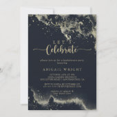 Aquarellgoldplash Feiern wir Party Einladung (Vorderseite)