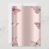 Aquarellgoldschmetterlinge Rose Gold Geburtstag Einladung (Rückseite)