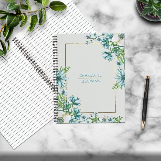 Aquarellgoldstreifen Gerahmt Personalisiert Notizblock