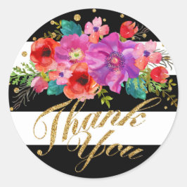 Aquarellgoldstreifen Glitzer Vielen Dank Runder Aufkleber