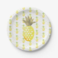 Aquarellgoldtropische Ananas-Teller