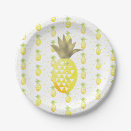 Aquarellgoldtropische Ananas-Teller Pappteller