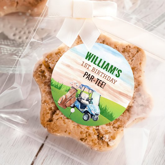 Aquarellgolf 1. Geburtstag Runder Aufkleber