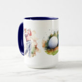Aquarellgolfer Tasse (Vorderseite Links)