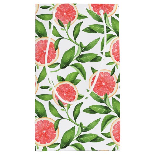Aquarellgrapefruits und Grünmuster Kleine Geschenktüte (Rückseite)