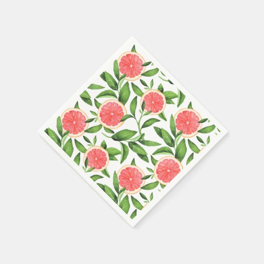 Aquarellgrapefruits und Grünmuster Serviette (Ecke)