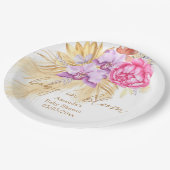 Aquarellgras (Boho pampas gras) - Babydusche Pappteller (Schrägansicht)