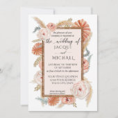 Aquarellgras BOHO Pampas Grass Einladung (Vorderseite)