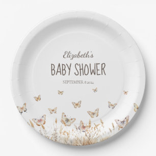 Aquarellgras Schmetterlinge Papier Teller