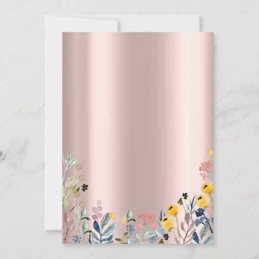 Aquarellgras Wildblume Rose Gold Save The Date (Rückseite)