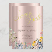 Aquarellgras Wildblume Rose Gold Save The Date (Vorne/Hinten)