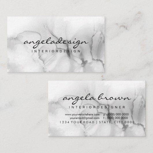 Aquarellgrau Schwarz-weiß Visitenkarte (Vorne/Hinten)