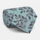Aquarellgrau, schwarze Zweige auf Türkis Krawatte (Gerollt)