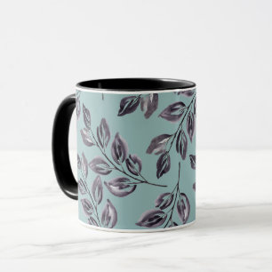 Aquarellgrau, schwarze Zweige auf Türkis Tasse
