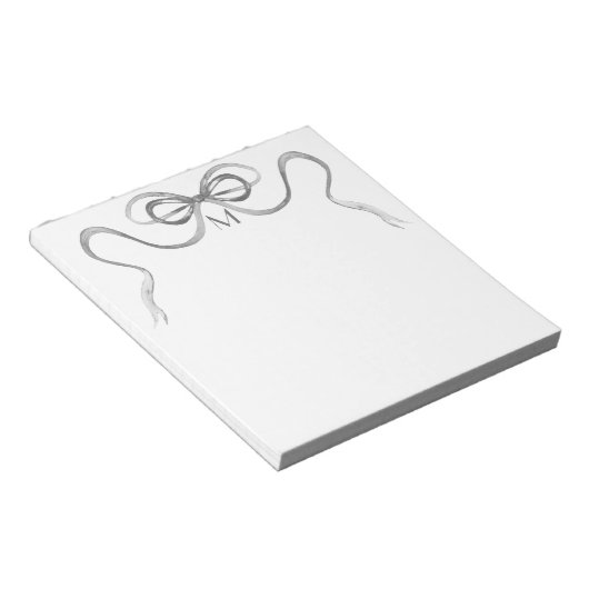 Aquarellgraue Bow Monogram Notepad Notizblock (angewinkelt)