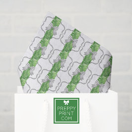 Aquarellgraue Bows & Grüne Garland Seidenpapier