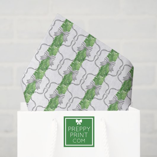 Aquarellgraue Bows & Grüne Garland Seidenpapier