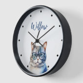 Aquarellgraue Tabby Personalisierte Katze Uhr (Winkel)