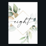 Aquarellgrauen und Gold Tischnummern Acht<br><div class="desc">Dieses Design der Tischnummer besticht durch eine elegante Anordnung der Eukalyptusgrün und einen minimalen Schriftart. Klicken Sie auf die Schaltfläche "Klicken,  um weitere Anpassungen vorzunehmen",  um die Farbe und die Hintergrundfarbe des Skripts zu bearbeiten. Sehen Sie sich die gesamte Kollektion an,  um mehr passende Artikel zu finden!</div>