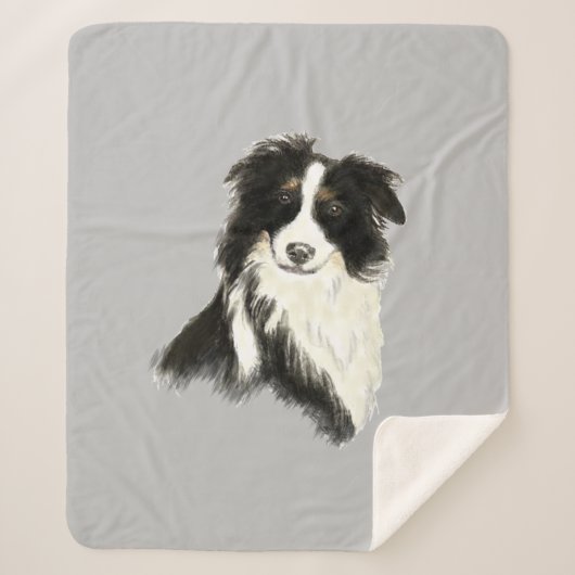 Aquarellgrenze Collie Hund Tier Tiereigenschaft Sherpadecke (Vorderseite)