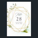 Aquarellgrönen Geometrische Kristallhochzeit Tischnummer<br><div class="desc">Trendgrüne Hochzeitskarten mit goldgeometrischer Rahmen,  die schnell und einfach auf Ihre Veranstaltungsspezifikationen zugeschnitten sind.</div>