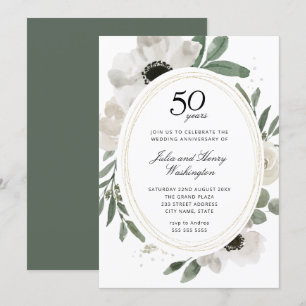 Aquarellgrün 50. Hochzeitstag Einladung