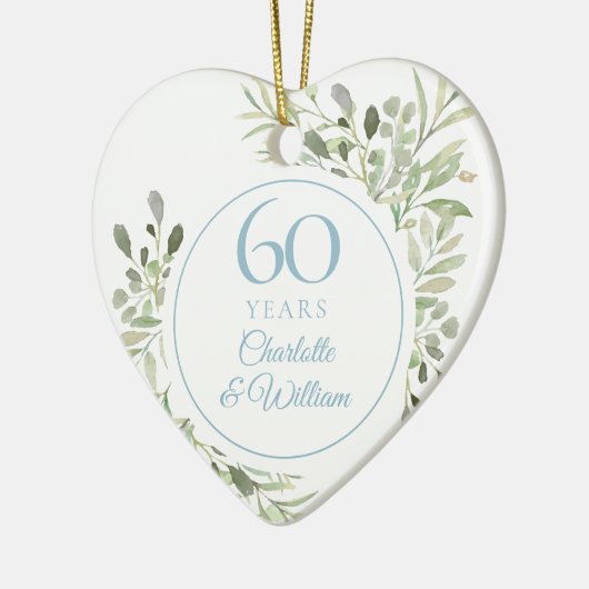 Aquarellgrün 60. Hochzeitstag Keramik Ornament (Links)