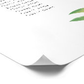 Aquarellgrün Blätter Hochzeitsstichtabelle Poster (Ecke)