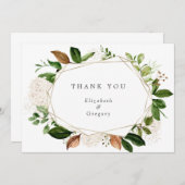 Aquarellgrün Blattgold Geometrischer Rahmen Dankeskarte (Vorne/Hinten)