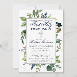 Aquarellgrün Blauer Erste Heilige Kommune Einladung