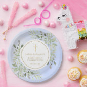 Aquarellgrün Blauer Erste Heilige Kommune Pappteller (Party)