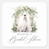 Aquarellgrün Blumengebirge Brautparty Quadratischer Aufkleber (Vorderseite)