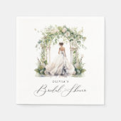 Aquarellgrün Blumengebirge Brautparty Serviette (Vorderseite)