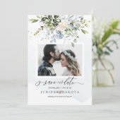 Aquarellgrün Blush Pink Dusty Blau Einladung (Stehend Vorderseite)