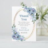 Aquarellgrün Blütengold 50. Geburtstag Dankeskarte (Stehend Vorderseite)